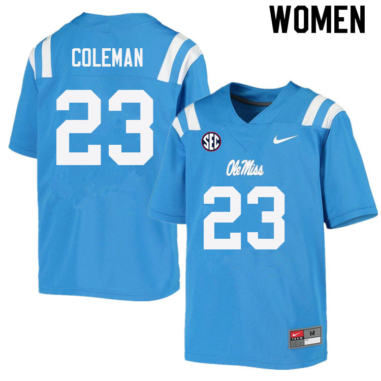 Women #23 Khari Coleman Ole Miss Rebels College Football Jerseys Sale-Power Blue - Click Image to Close